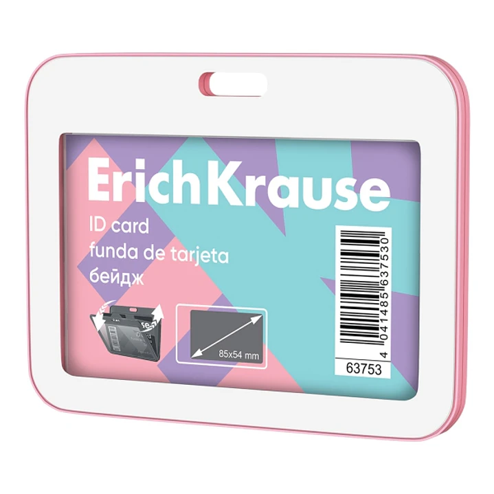 ErichKrause Pastel Funda para Tarjeta - Orientacion Horizontal - Polipropileno - Formato 54x85mm - Color Rosa/Blanco 1