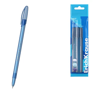 ErichKrause Neo Stick Original Pack de 4 Boligrafos con Capuchon - Punta de Aguja 0.7mm - Cuerpo Transparente - Trazo 0.26mm - Tinta de Baja Viscosida