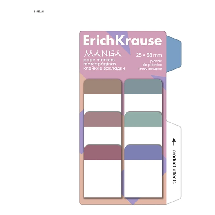 ErichKrause Manga Pack de 6 Blocs de 10 Marcadores de Pagina - Reposicionables - Plastico - 25X38mm - Colores Surtidos 1