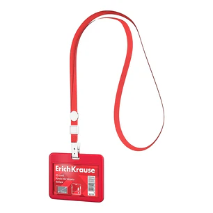 ErichKrause Funda para Tarjeta con Colgante - Orientacion Horizontal - Plastico Abc - Incluye Colgante - Formato 54x85mm - Color Rojo