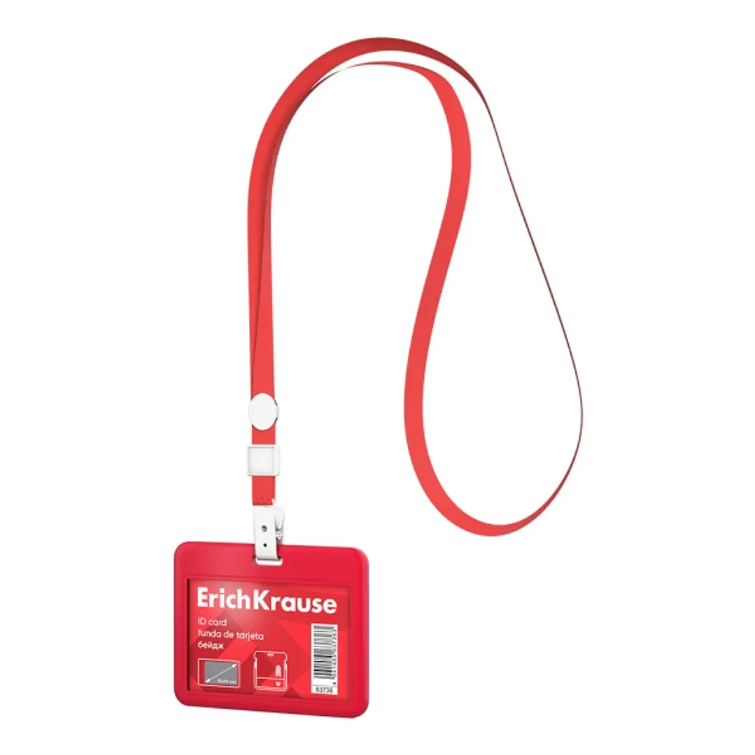 ErichKrause Funda para Tarjeta con Colgante - Orientacion Horizontal - Plastico Abc - Incluye Colgante - Formato 54x85mm - Color Rojo 1