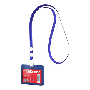 ErichKrause Funda para Tarjeta con Colgante - Orientacion Horizontal - Plastico Abc - Incluye Colgante - Formato 54x85mm - Color Azul
