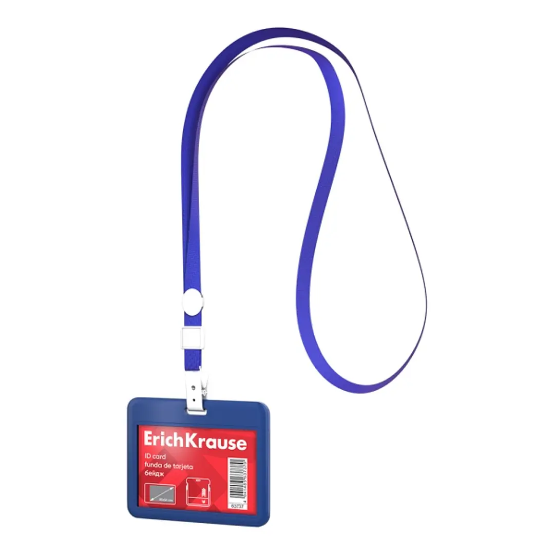 ErichKrause Funda para Tarjeta con Colgante - Orientacion Horizontal - Plastico Abc - Incluye Colgante - Formato 54x85mm - Color Azul 1