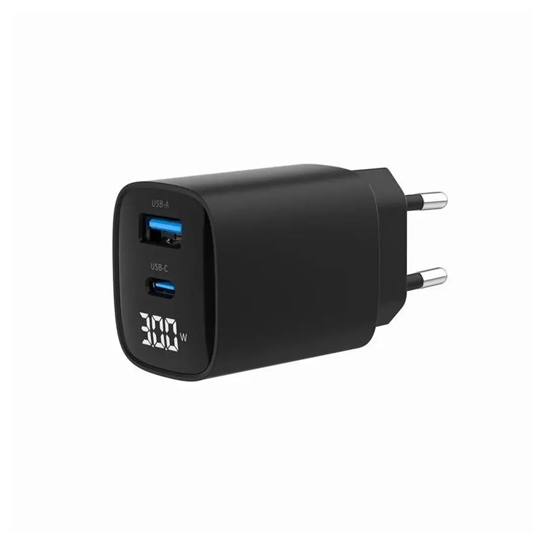 Gembird Cargador rápido USB de 2 puertos 30 W LCD 1