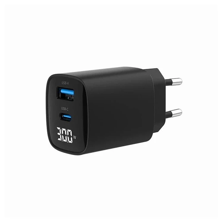 Gembird Cargador rápido USB de 2 puertos 30 W LCD 1