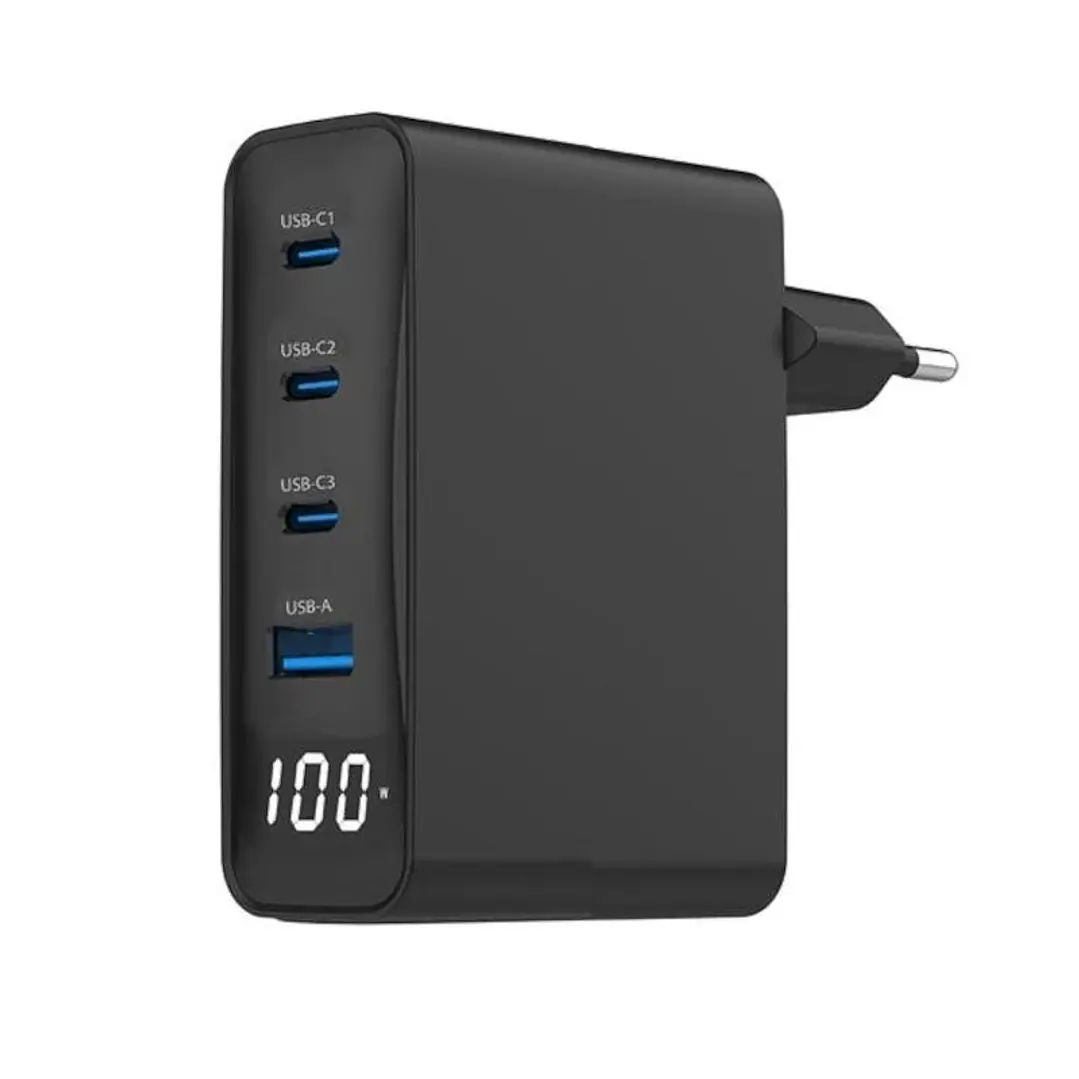 Gembird Cargador rápido USB GaN  4 P  100 W LCD 1