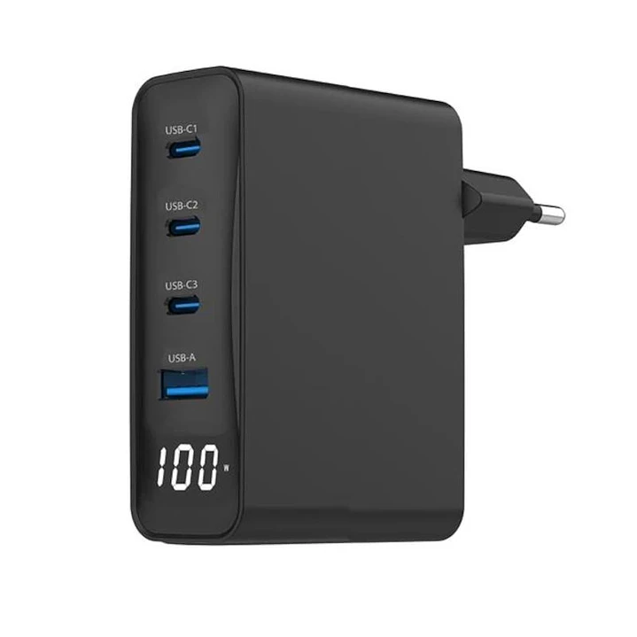 Gembird Cargador rápido USB GaN  4 P  100 W LCD 1
