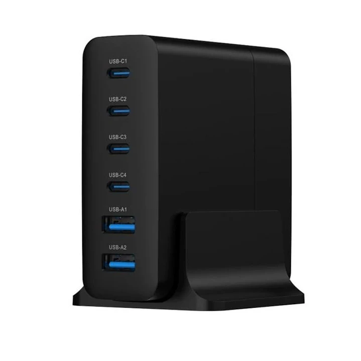 Gembird Cargador rápido USB GaN  6 puertos y 75 W 1