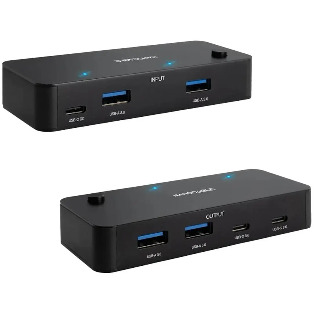 Nanocable Switch 2xUSB3.0+USB-C 5V A 2xUSB-A3.0 2