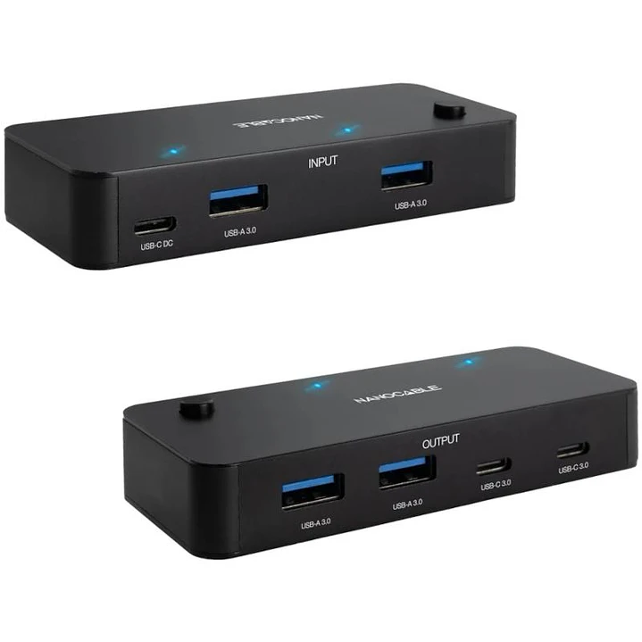Nanocable Switch 2xUSB3.0+USB-C 5V A 2xUSB-A3.0 2