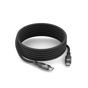 Energy Sistem Magnet Roll Cable USB-C 2.0 - Hasta 60W y 480Mbps - Compatible con PowerDelivery - Recubierto con PVC y Algodon - 1.5 Metros - Color Neg