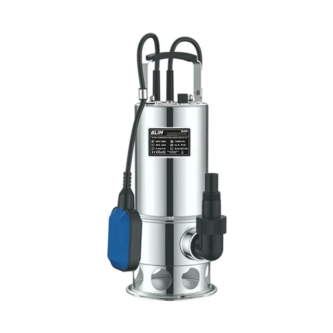 Blim Bomba Sumergible para Aguas Sucias - Potencia 1HP - Solidos hasta 8mm - IP68 - Monofasica - Velocidad 2850rpm - Proteccion Termica - Servicio Con 1