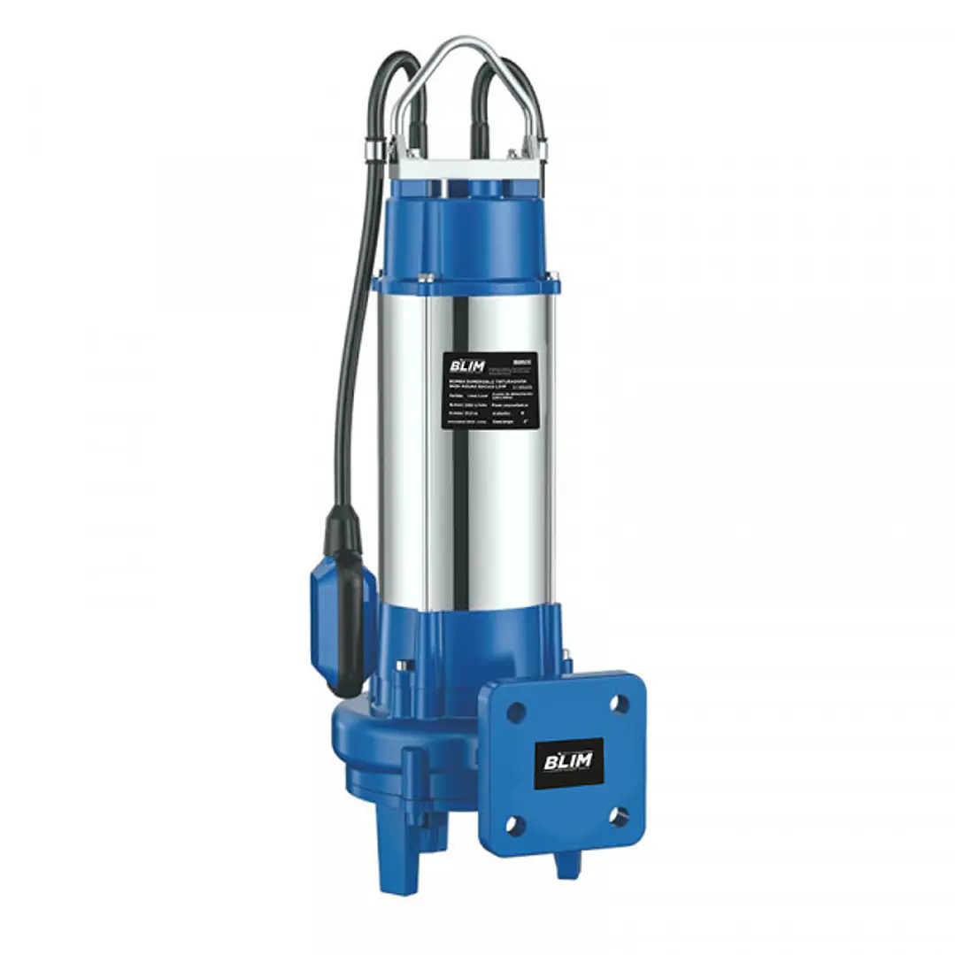 Blim Bomba Sumergible Trituradora - Potencia 1.5HP - IP68 - Monofasica - Velocidad 2850rpm - Alta Presion de Descarga - Proteccion Termica - Inmersion 1