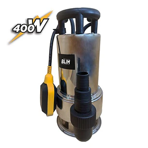 Blim Bomba Sumergible para Aguas Sucias - Potencia 400W - Caudal 10.000L/h - Elevacion 5.5m - Solidos 30mm - IPX8 - Flotador Automatico - Acero Inoxid