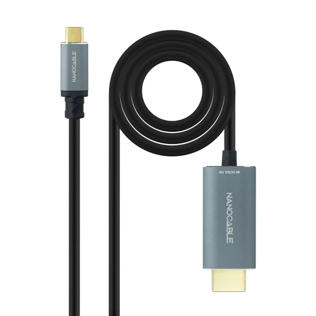Nanocable Cable Conversor de Video - USB-C a HDMI 2.1 - 8K a 60Hz - Longitud 1.8m - Macho a Macho - Color Negro 1