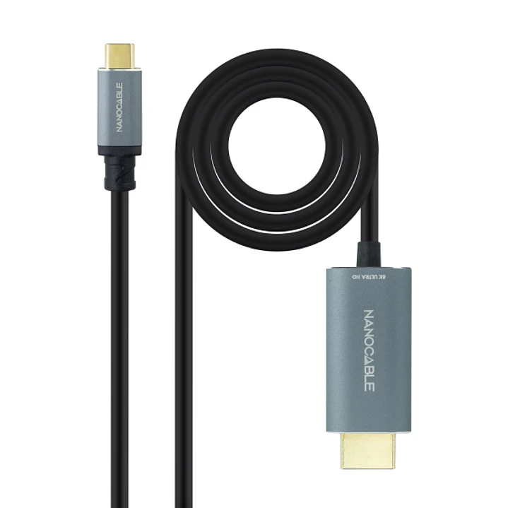 Nanocable Cable Conversor de Video - USB-C a HDMI 2.1 - 8K a 60Hz - Longitud 1.8m - Macho a Macho - Color Negro 1