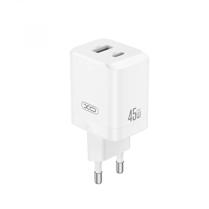 XO CE36 Cargador de Pared - USB-C 45W - USB-A 18W - Power Delivery - Quick Charge - Policarbonato - Resistente al Calor - 40W Simultaneos - Color Blan 1