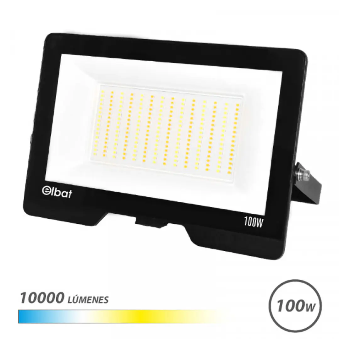 Elbat Serie Lumax Foco LED - Potencia 100W - Flujo Luminoso 10.000lm - CCT 3 en 1 - 3000K / 4000K / 6500K - IP65 - Apertura 120º - Exterior - Vida Uti 1