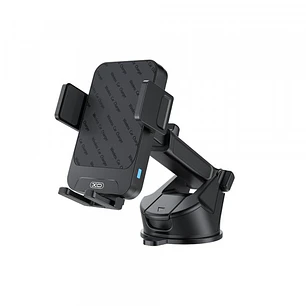 XO WX043 Soporte de Coche - Carga Inalambrica 15W - USB-C - Base Incluida - ABS y Silicona - Incluye Cable - 81x114x51mm - Color Negro