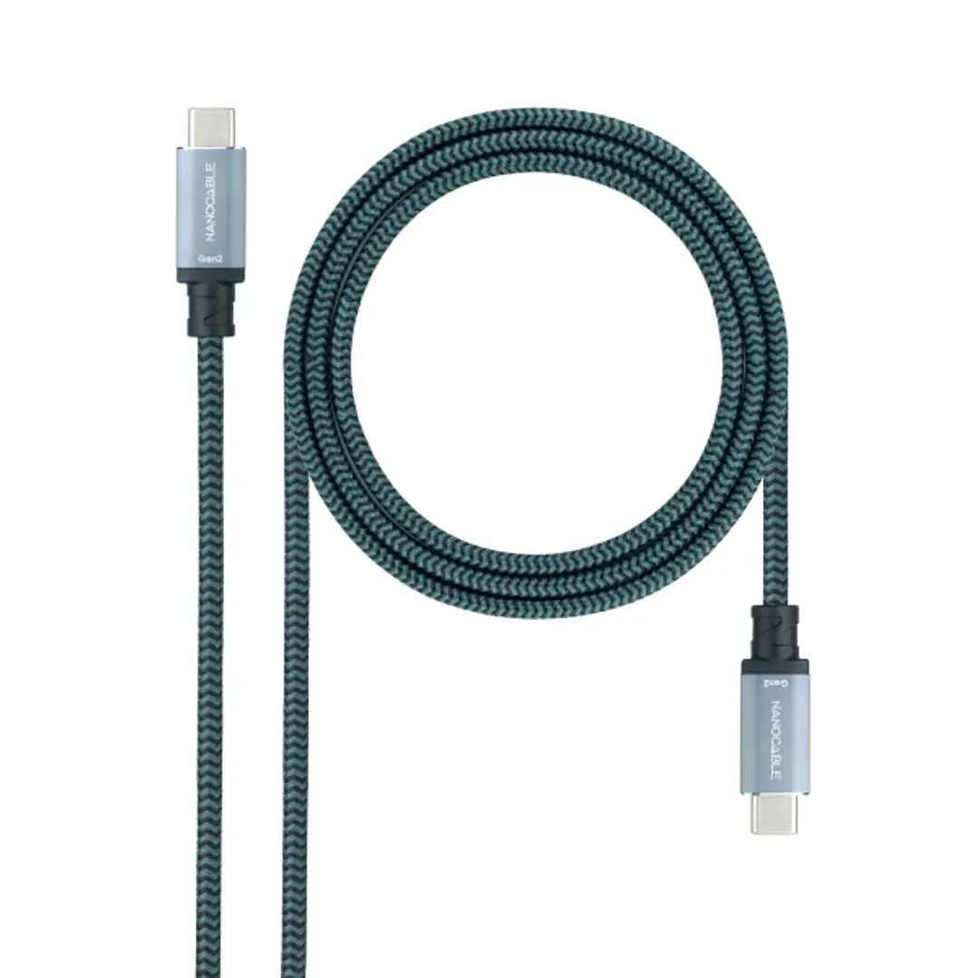 Nanocable Cable USB-C - Longitud 3m - 20Gbps - Carga de 100W - 5A - Video 4K a 60Hz - Chip E-mark - Compatible con Thunderbolt 3 - Conectores de Alumi 1