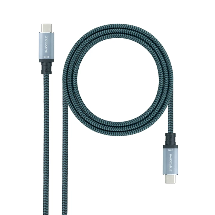 Nanocable Cable USB-C - Longitud 3m - 20Gbps - Carga de 100W - 5A - Video 4K a 60Hz - Chip E-mark - Compatible con Thunderbolt 3 - Conectores de Alumi 1