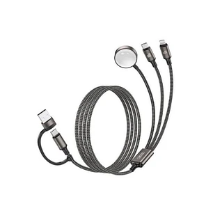 XO CX040 Cable de Carga 3 en 1 - Adaptador USB-A - USB-C 100W - Lightning 12W - Compatible con Smartwatch - Transferencia de Datos - 6 Combinaciones -