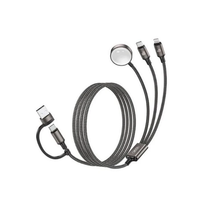 XO CX040 Cable de Carga 3 en 1 - Adaptador USB-A - USB-C 100W - Lightning 12W - Compatible con Smartwatch - Transferencia de Datos - 6 Combinaciones - 1
