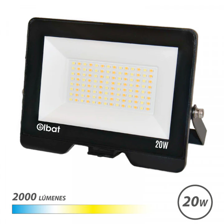 Elbat Serie Lumax Foco LED - Potencia 20W - Flujo Luminoso 2000lm - CCT 3 en 1 - 3000K / 4000K / 6500K - IP65 - Apertura 120º - Exterior - Vida Util h 1