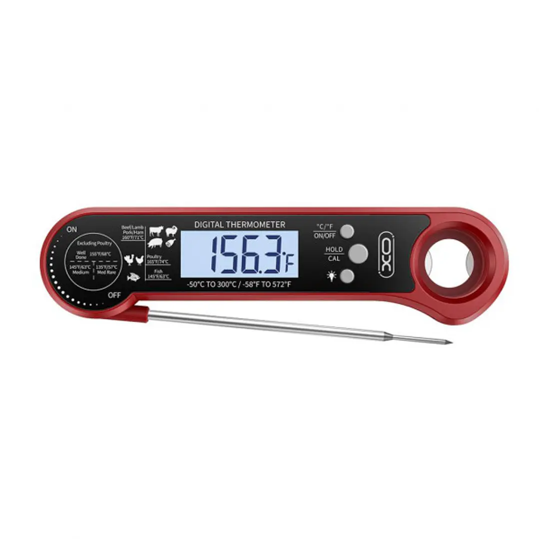 XO SF04 Termometro Digital para Alimentos - Rango de -50 a 300ºC - Precision 0.1ºC - Sonda de Induccion - Luz de Fondo - Pila CR2032 - Color Negro y R 1