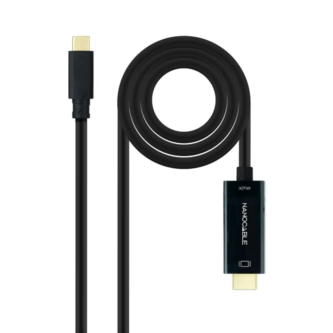 Nanocable Cable Conversor de Video - USB-C a HDMI 1.4 - 4K a 30Hz - Longitud 1.8m - Macho a Macho - Color Negro 1