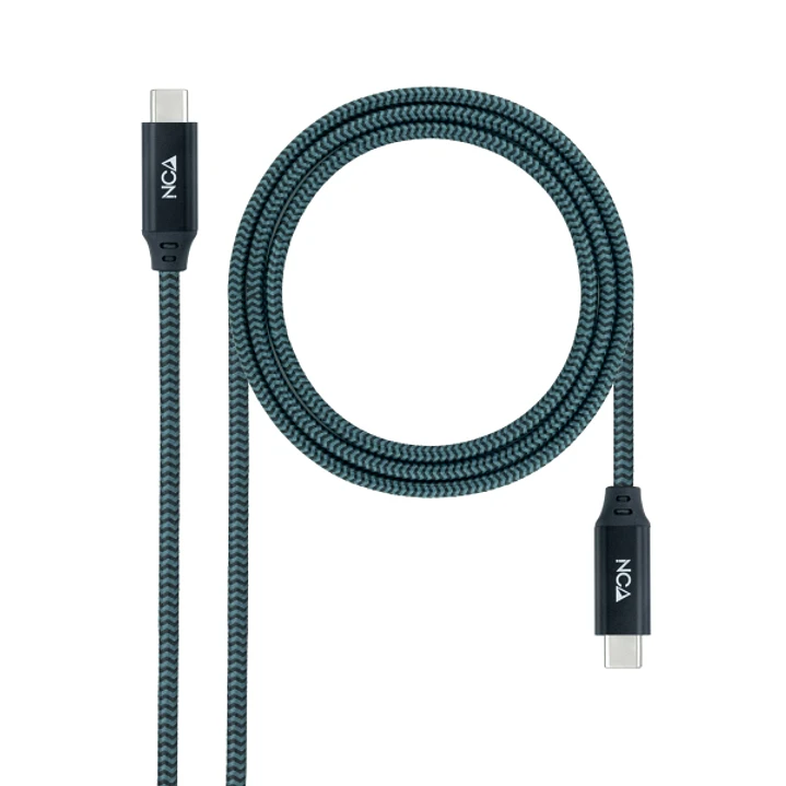 Nanocable Cable USB-C - Longitud 2m - 20Gbps - Carga de 100W - 5A - Video 4K a 60Hz - Chip E-mark - Compatible con Thunderbolt 3 - Conectores de Alumi 1