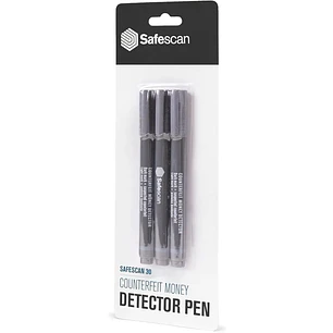 Safescan 30 Blister con 3 Boligrafos Detectores de Billetes Falsos - Verificacion en 2 Segundos - Tinta con Base de Yodo