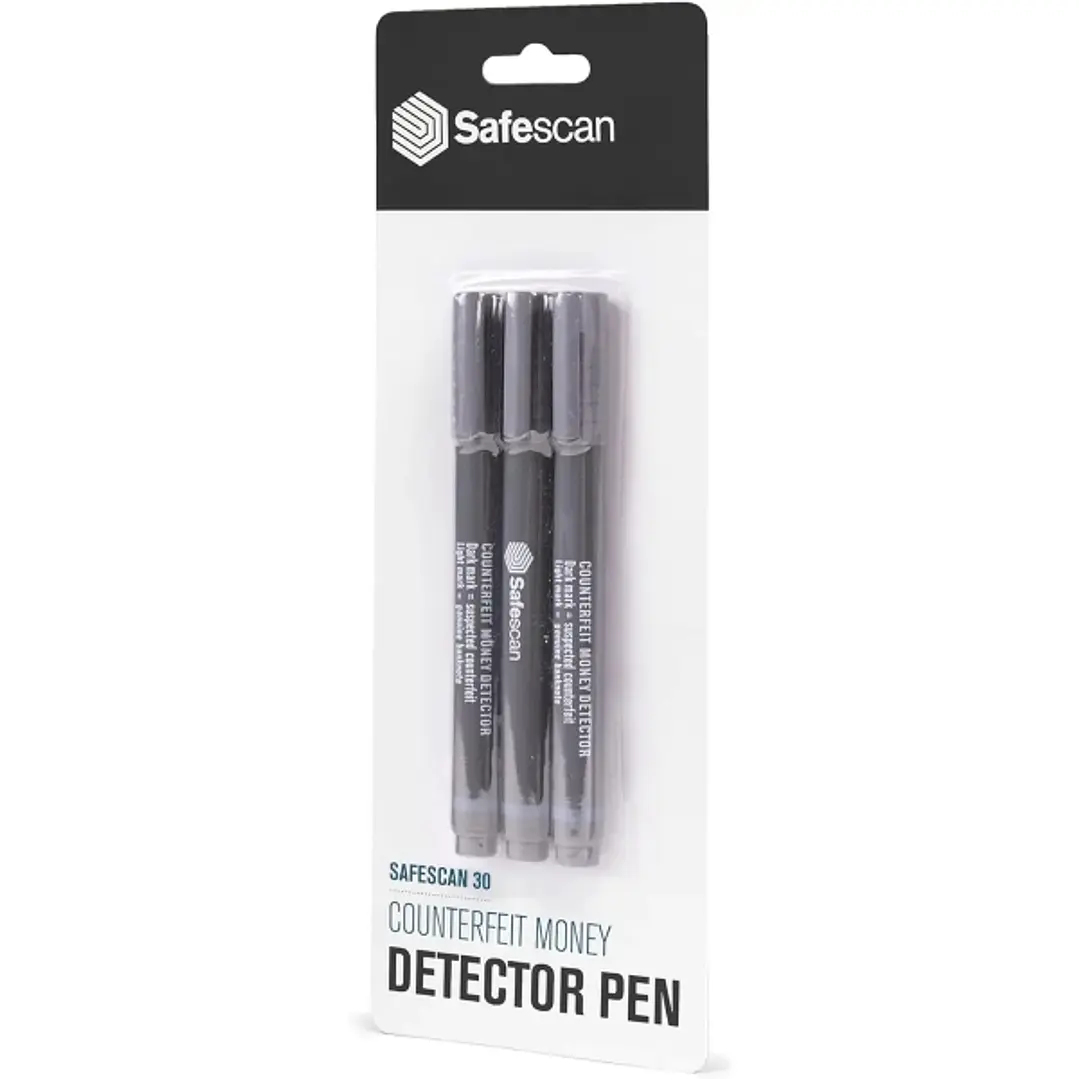 Safescan 30 Blister con 3 Boligrafos Detectores de Billetes Falsos - Verificacion en 2 Segundos - Tinta con Base de Yodo 1