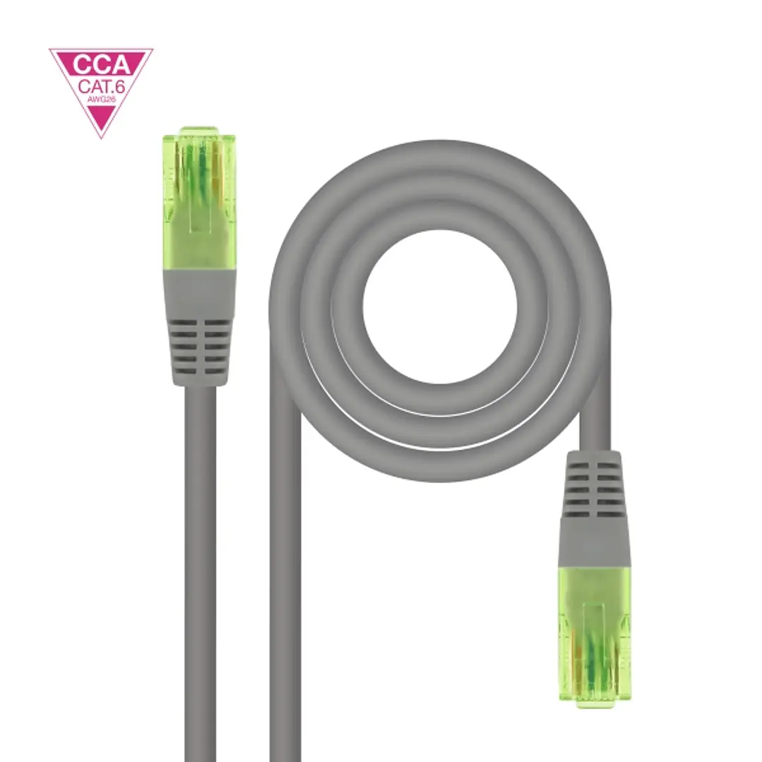 Nanocable Cable de Red - Cat.6 - Longitud 30m - UTP - AWG26 - Conductor CCA - Latiguillo RJ45 - Color Gris 1