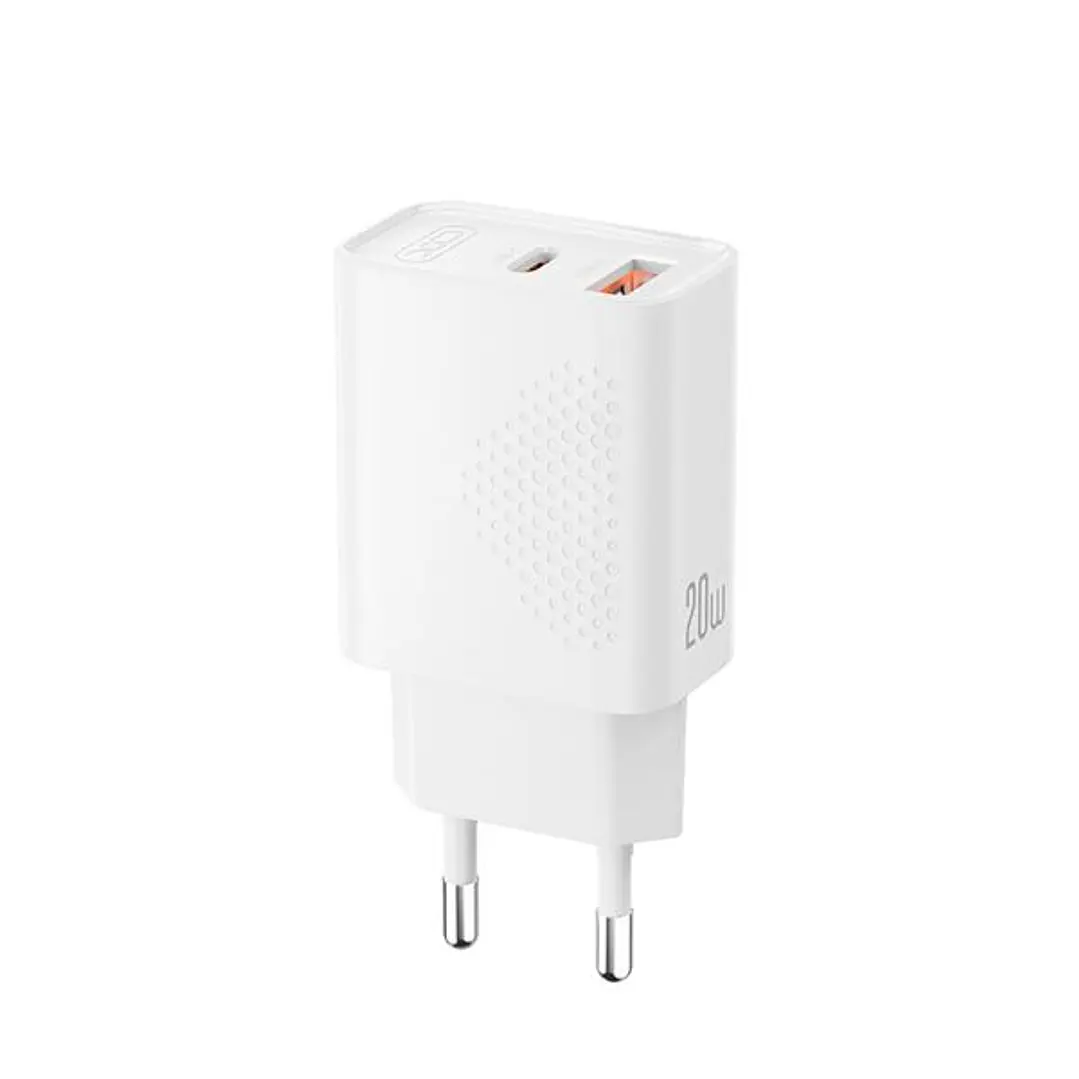 XO L161 Cargador de Pared - USB-A 18W - USB-C 20W - Carga Rapida - ABS - Color Blanco 1