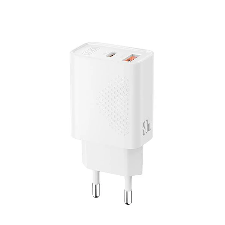 XO L161 Cargador de Pared - USB-A 18W - USB-C 20W - Carga Rapida - ABS - Color Blanco 1