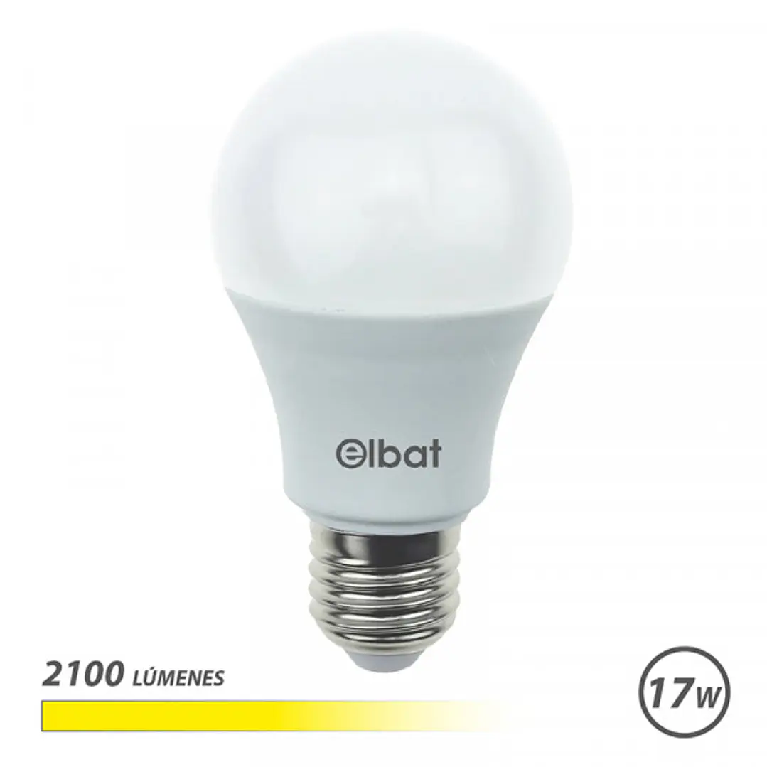Elbat A65 Bombilla LED - Potencia 17W - Flujo Luminoso 2100lm - E27 - Temperatura de Color 3000K - Luz Calida - Apertura 220º - Vida Util 30.000h - 15 1
