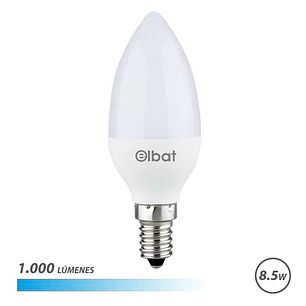 Elbat C37 Bombilla LED - Potencia 8.5W - Flujo Luminoso 1000lm - E14 - Temperatura de Color 6500K - Luz Fria - Apertura 280º - Vida Util 30.000h - 15.