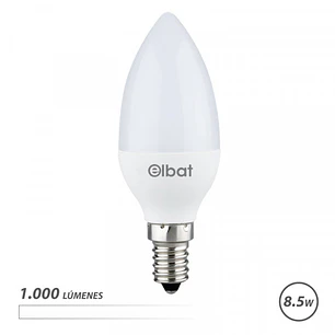 Elbat C37 Bombilla LED - Potencia 8.5W - Flujo Luminoso 1000lm - E14 - Temperatura de Color 4000K - Luz Blanca - Apertura 280º - Vida Util 30.000h - 1