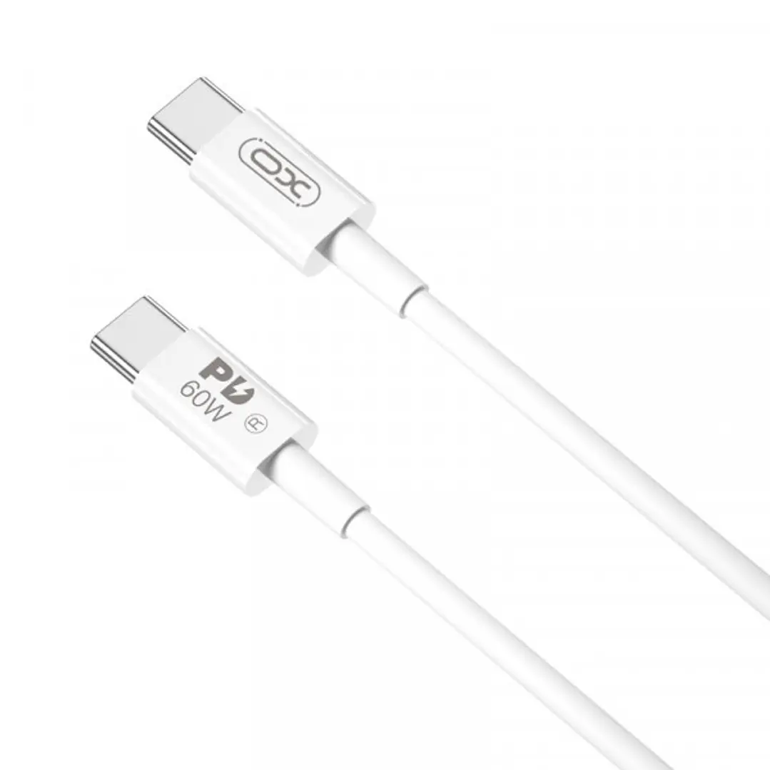 XO NBQ190 Cable de Carga - Soporta hasta 60W - USB-C a USB-C - Longitud 1m - 5-20V - Color Blanco 1