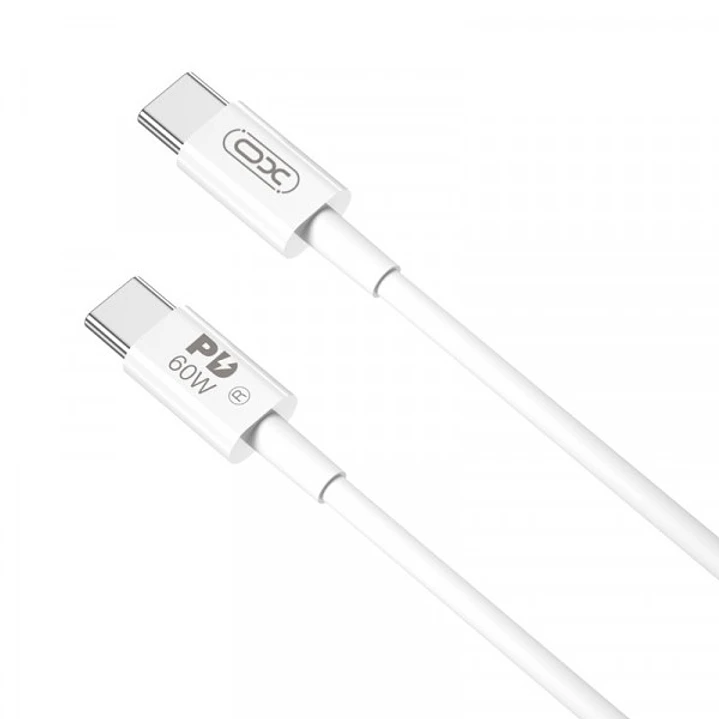 XO NBQ190 Cable de Carga - Soporta hasta 60W - USB-C a USB-C - Longitud 1m - 5-20V - Color Blanco 1