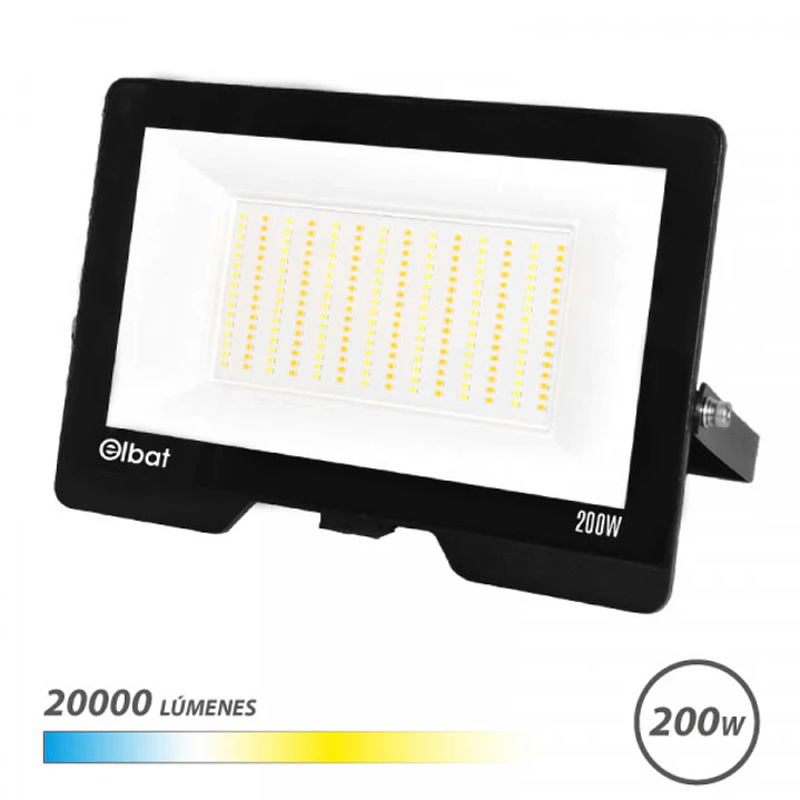 Elbat Serie Lumax Foco LED - Potencia 200W - Flujo Luminoso 20.000lm - CCT 3 en 1 - 3000K / 4000K / 6500K - IP65 - Apertura 120º - Exterior - Vida Uti 1