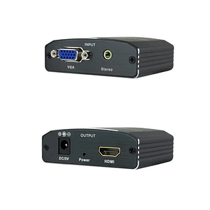 Nanocable Conversor de Video - VGA y Audio a HDMI - Jack 3.5mm - Alimentacion Externa - Conectores Hembra - Color Negro