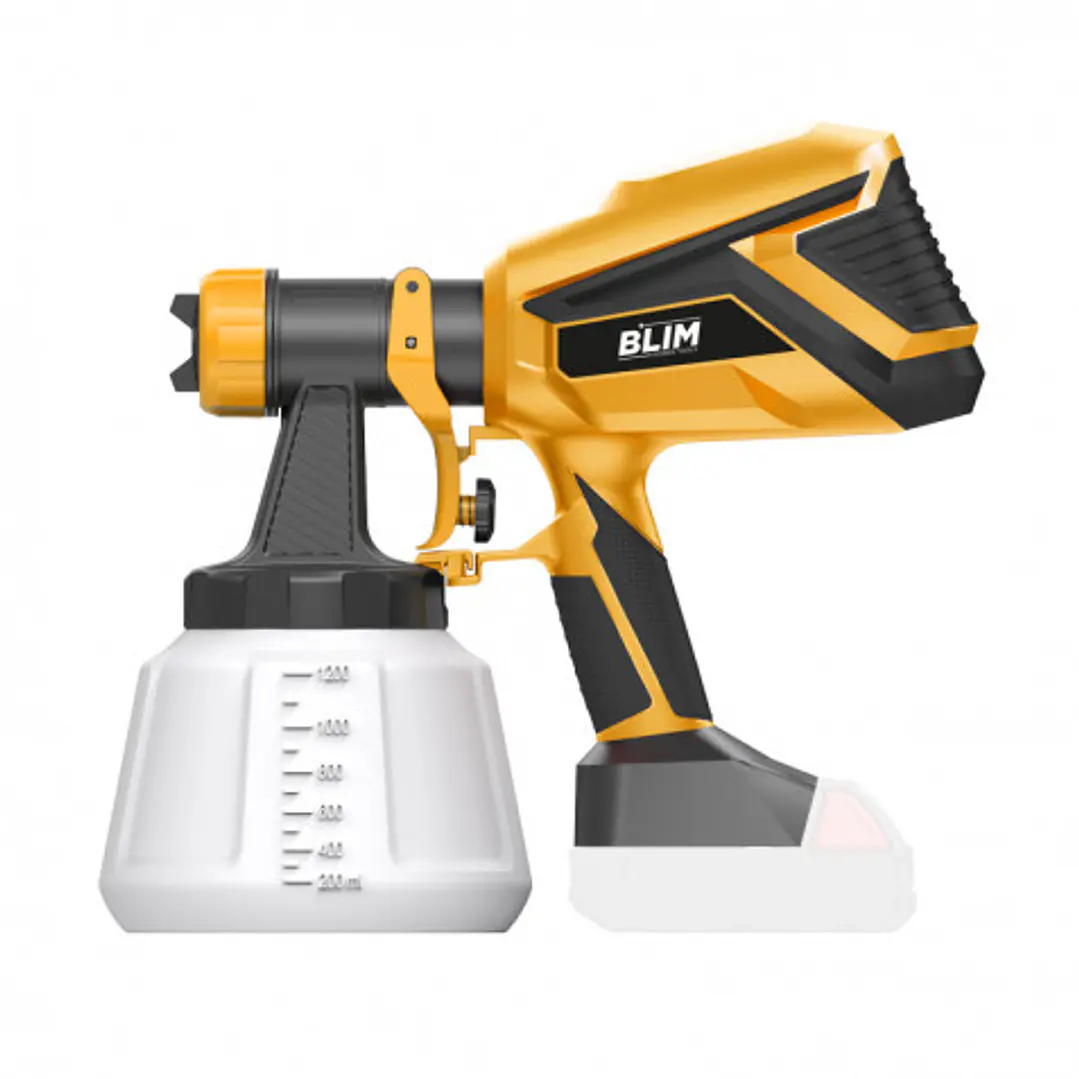 Blim Pistola de Pintar - Bateria 20V no Incluida - Velocidad 32.000rpm - Deposito 1200ml - Boquilla 2mm - Inalambrica - Luz LED - Pantalla - Color Ama 1