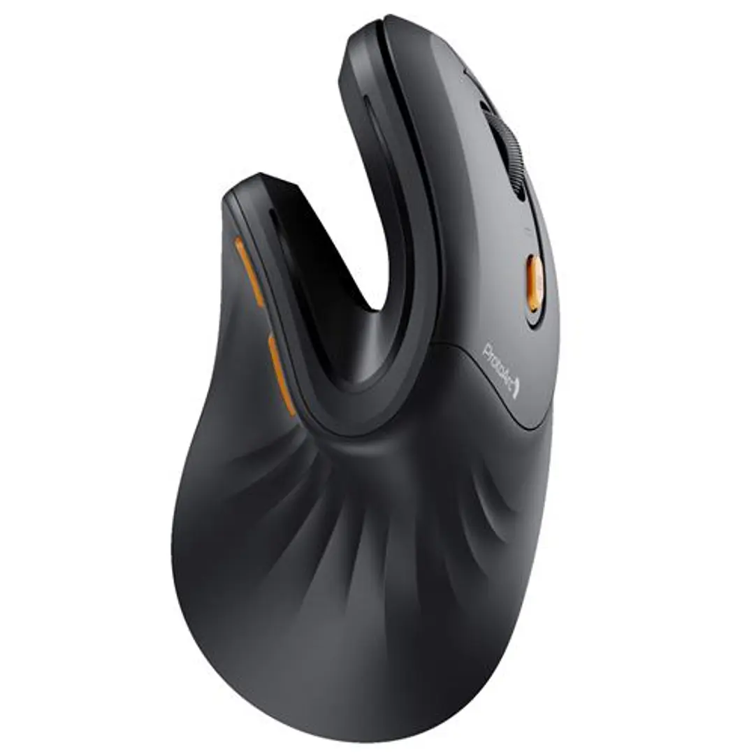 ProtoArc EM11 NL Raton Vertical Ergonomico Inalambrico - 2400 dpi -  Bluetooth + 2.4Ghz - Bateria Recargable - Multidispositivo - Color Negro y Naranj 1