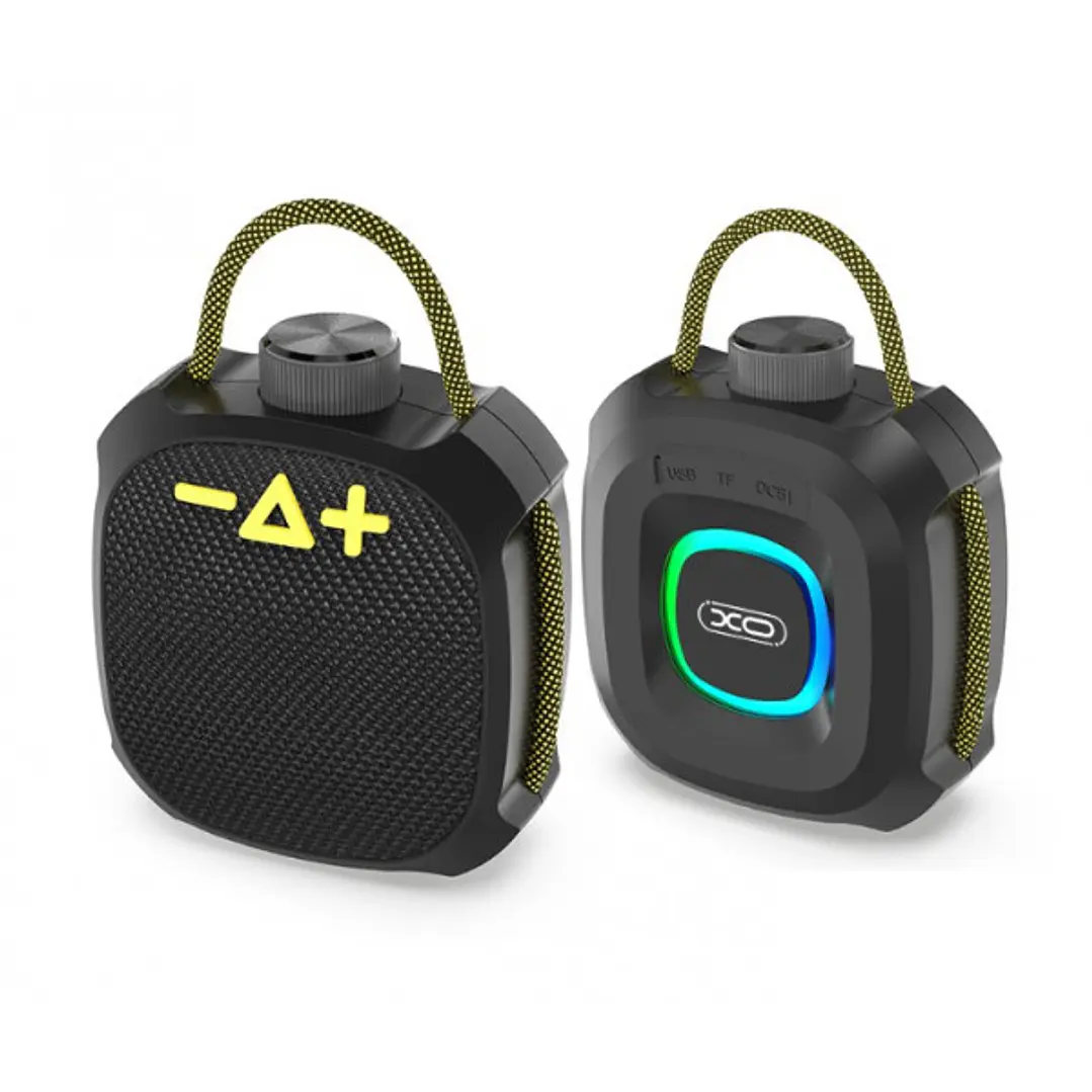 XO F77 Altavoz Portatil - IP66 - Bluetooth 5.3 - Bateria 1200mAh - Linterna RGB - 7 Efectos de Luz - AUX y Tarjeta microSD - Manos Libres - ABS y Tela 1