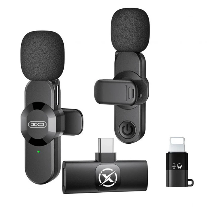 XO MC14 Microfono Inalambrico de Solapa - Cancelacion de Ruido - 100Hz-10kHz - Alcance 15m - USB-C - Clip - Peso Ligero de 7g - 58x16x29mm - Color Neg 1