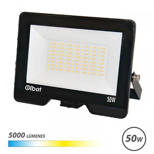 Elbat Serie Lumax Foco LED - Potencia 50W - Flujo Luminoso 5000lm - CCT 3 en 1 - 3000K / 4000K / 6500K - IP65 - Apertura 120º - Exterior - Vida Util h