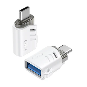 XO NB256B Adaptador OTG - USB-A Macho a USB-C Hembra - Carga y Datos - Aleacion de Aluminio - Universal - Plug and Play - Llavero - Color Blanco
