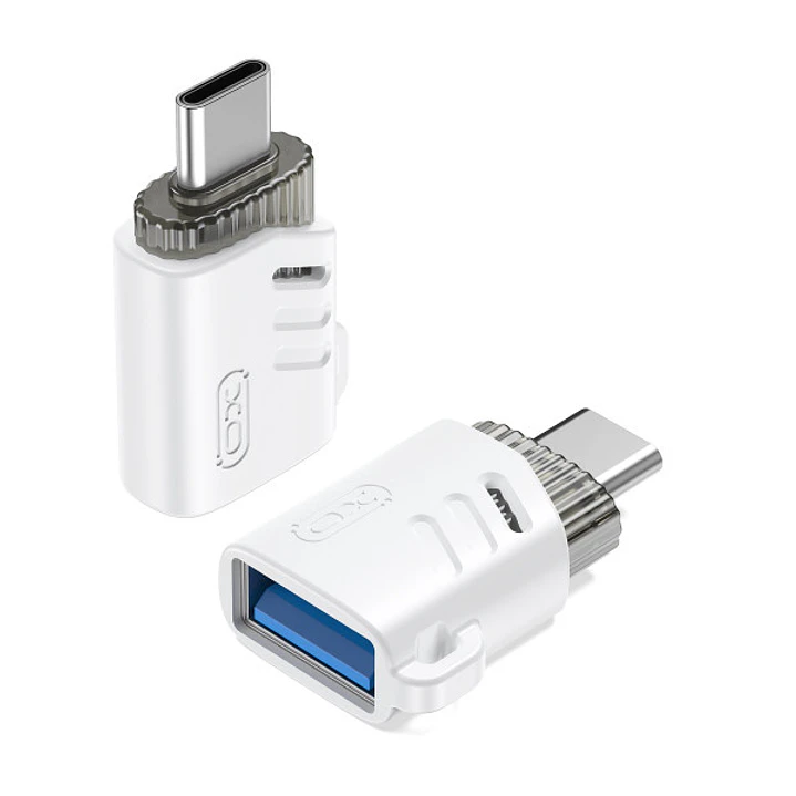 XO NB256B Adaptador OTG - USB-A Macho a USB-C Hembra - Carga y Datos - Aleacion de Aluminio - Universal - Plug and Play - Llavero - Color Blanco 1